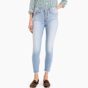 J.Crew Eco 9" High-Rise Toothpick Jeans Button Fly Raw Hem Light Wash 27. NWOT